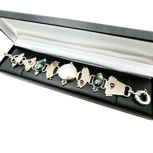 Rare Tricia Young 14K Gold Sterling Silver Pearl Garnet Bracelet